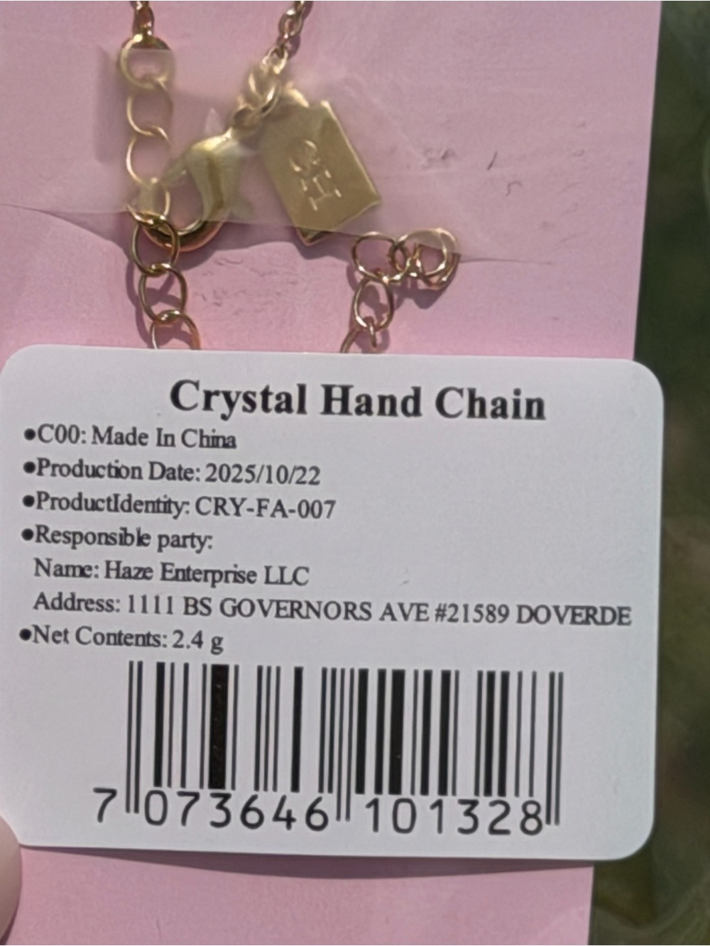 CRYSTAL HAZE Gold Marquise Link Hand Chain Bracelet and Ring 17”x 2” - Picture 9 of 14